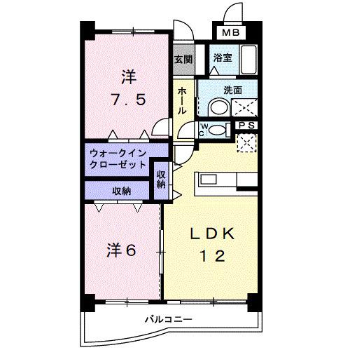 アズゥール(2LDK/3階)の間取り写真