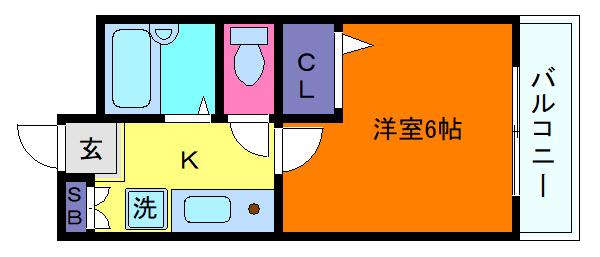 アロンディア六甲(1K/3階)の間取り写真