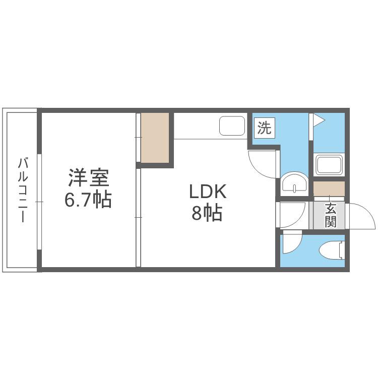 黄金マンション(1LDK/1階)の間取り写真