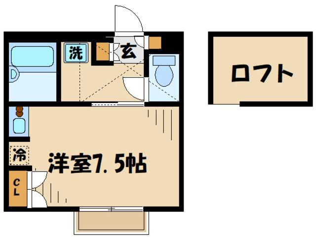 CASA矢部(1K/1階)の間取り写真
