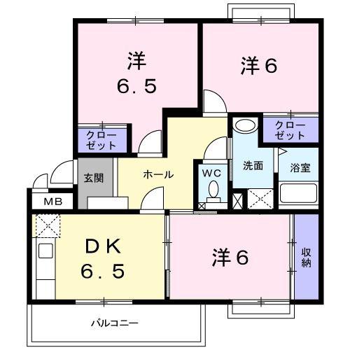 京阪本線 萱島駅 徒歩23分 3階建 築30年(3DK/2階)の間取り写真
