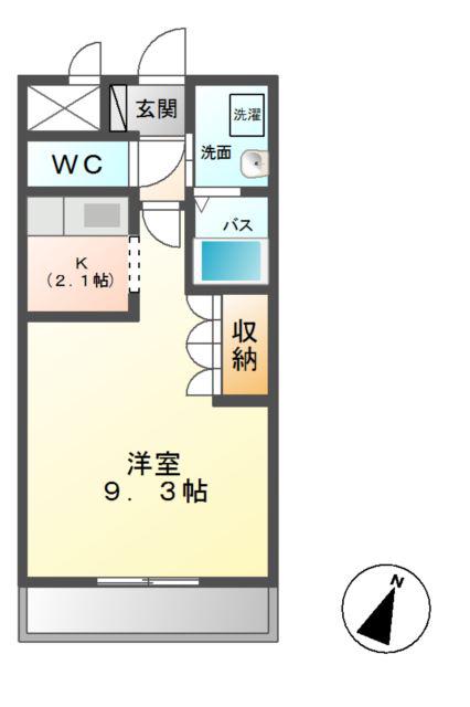 パークヒルズI(1K/2階)の間取り写真