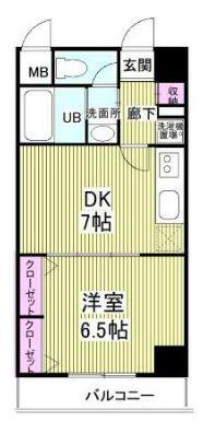 TKレジデンス(1DK/3階)の間取り写真