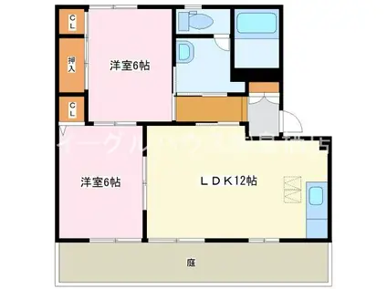 Kアントレ C棟(2LDK/1階)の間取り写真