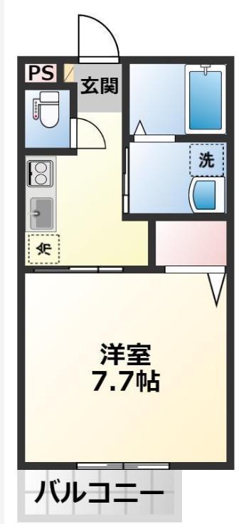 G ハイツ(1K/1階)の間取り写真