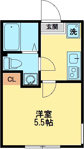 ココラフィネ(1K/1階)の間取り写真