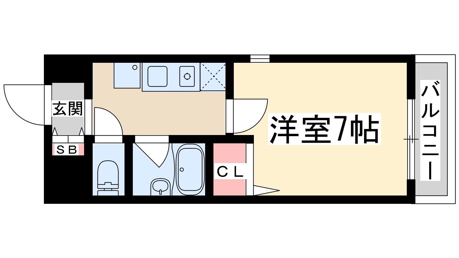 ノルデンハイム東三国2(1K/5階)の間取り写真