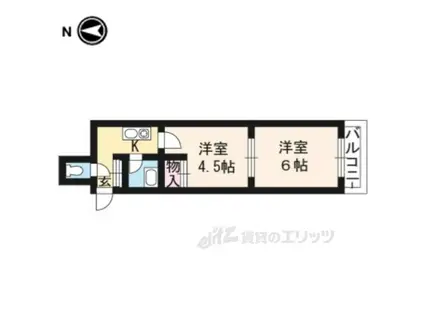 テイクフォー西陣(2K/2階)の間取り写真