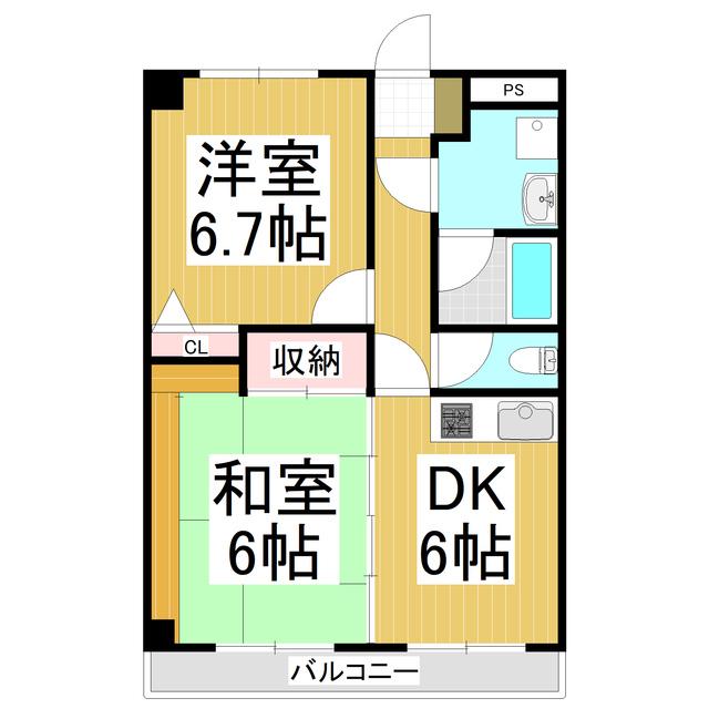 アパ・カーム(2DK/1階)の間取り写真