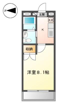 小田急小田原線 本厚木駅 徒歩7分 4階建 築21年(1K/3階)の間取り写真