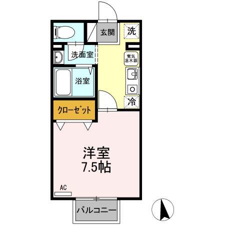 プランドール(1K/2階)の間取り写真