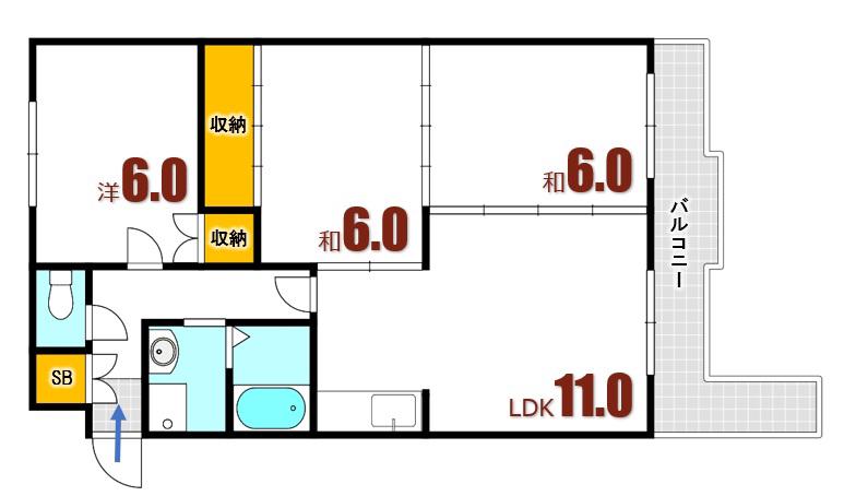 住吉コーポ(3LDK/3階)の間取り写真