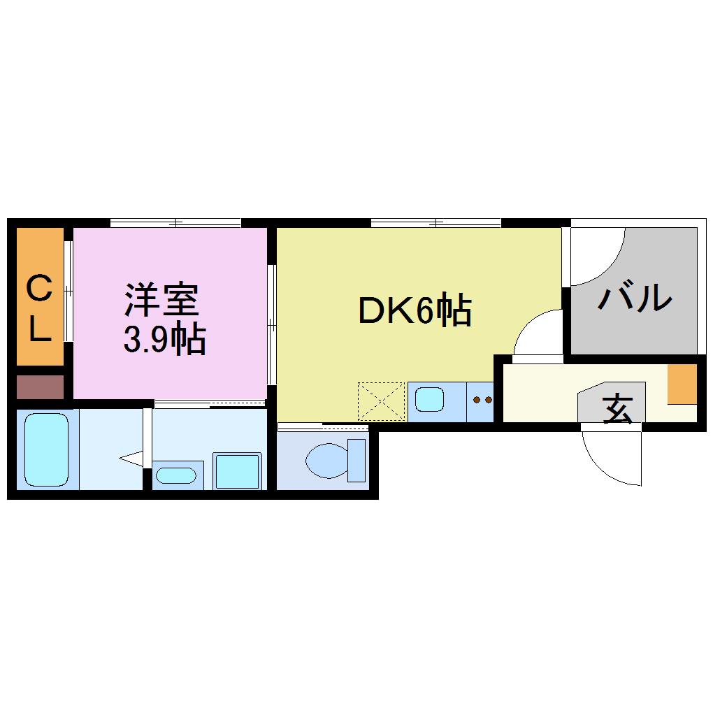 アイリス伏見(1DK/3階)の間取り写真