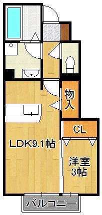 メゾンプランタニエール キャトル(1LDK/1階)の間取り写真