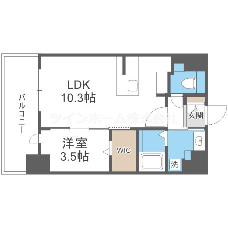 LOUIS RESIDENCE弁天町(1LDK/8階)の間取り写真