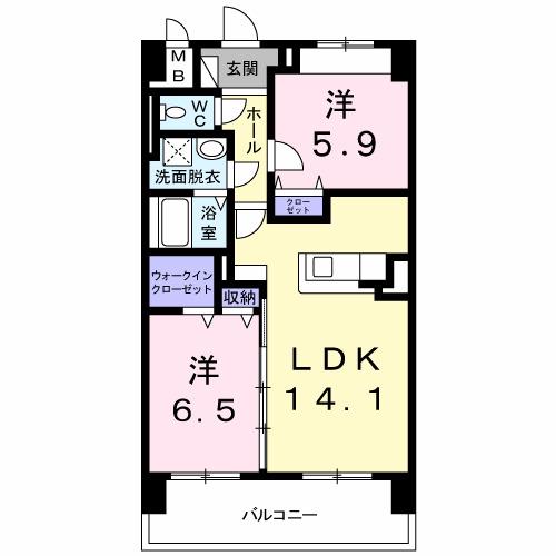 OSANPO上津(1LDK/2階)の間取り写真