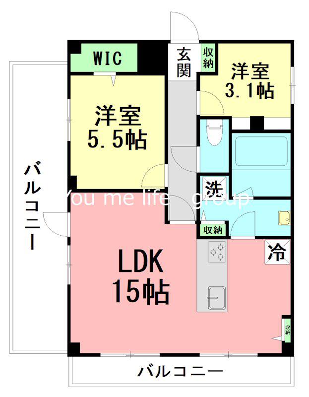 シーサイドビラ鵠沼(1SLDK/5階)の間取り写真