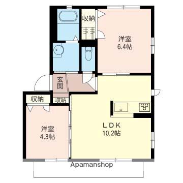 ボナールワコー(2LDK/1階)の間取り写真