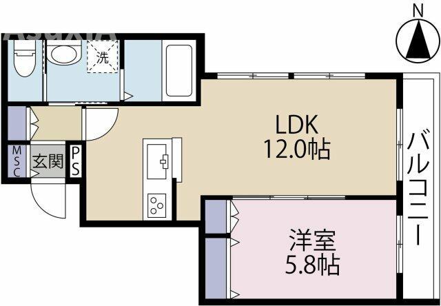 ドルミ池尻(1LDK/3階)の間取り写真