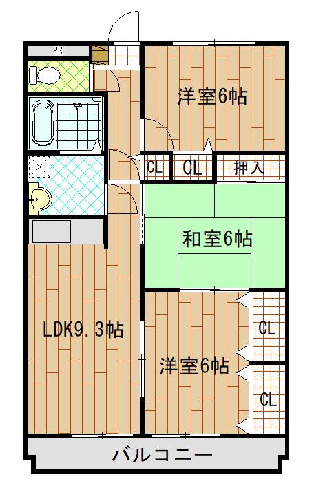 アンフィニボヌール(3LDK/2階)の間取り写真