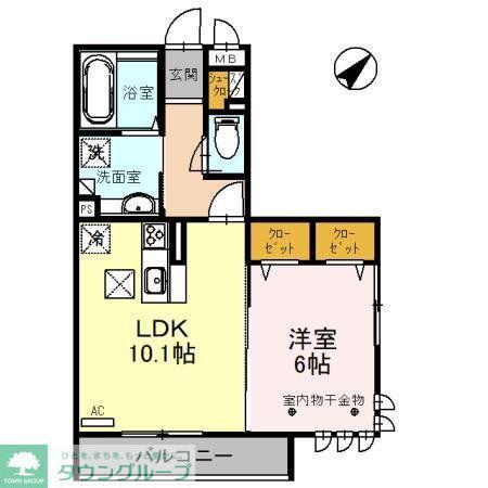 PLUME(1LDK/1階)の間取り写真