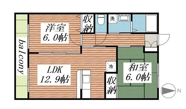 プレステージYAMAMOTO(2LDK/2階)の間取り写真