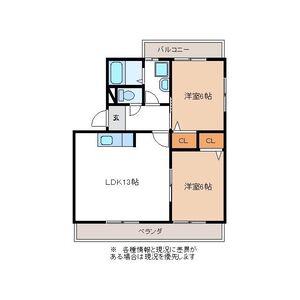 WHITERIVER(2LDK/2階)の間取り写真