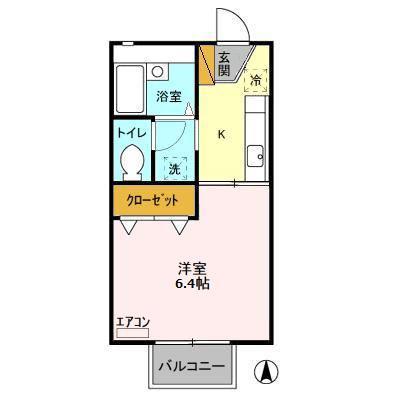 セジュール久津見(1K/1階)の間取り写真