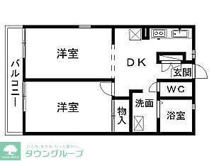 オメガ スクエア(2DK/2階)の間取り写真