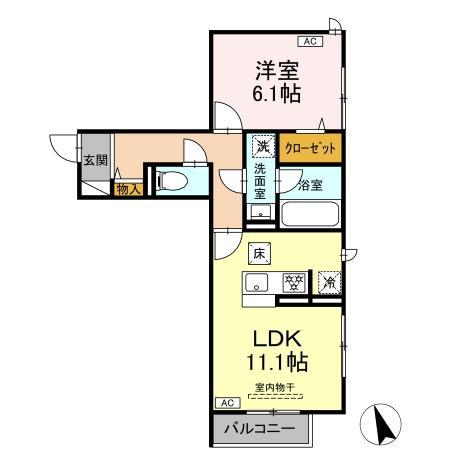 グランガーデン弘明寺(1LDK/1階)の間取り写真