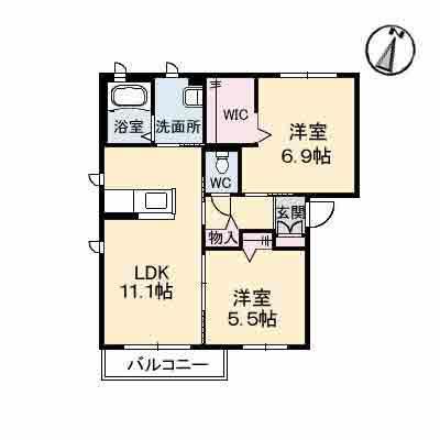オーラルC(2LDK/2階)の間取り写真