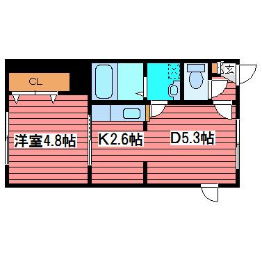 アウルの杜月寒西(1LDK/2階)の間取り写真