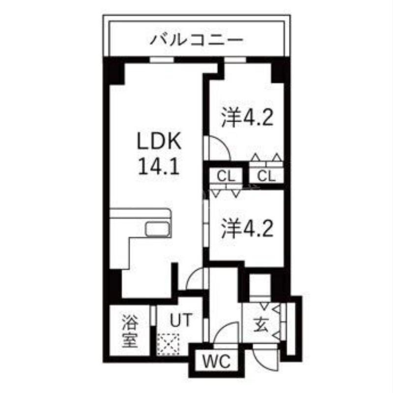 シティコート目黒4棟(2LDK/12階)の間取り写真