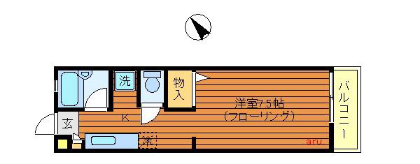 玉川ハイツ(1K/2階)の間取り写真