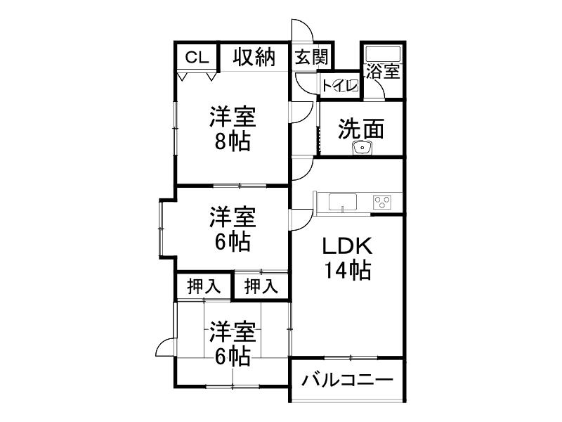 エクセル(3LDK/5階)の間取り写真