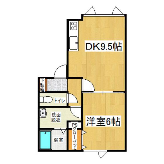 ベルシーヌミドリ(1DK/1階)の間取り写真