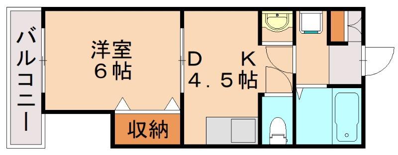 ギャランドラ医生ヶ丘(1DK/4階)の間取り写真