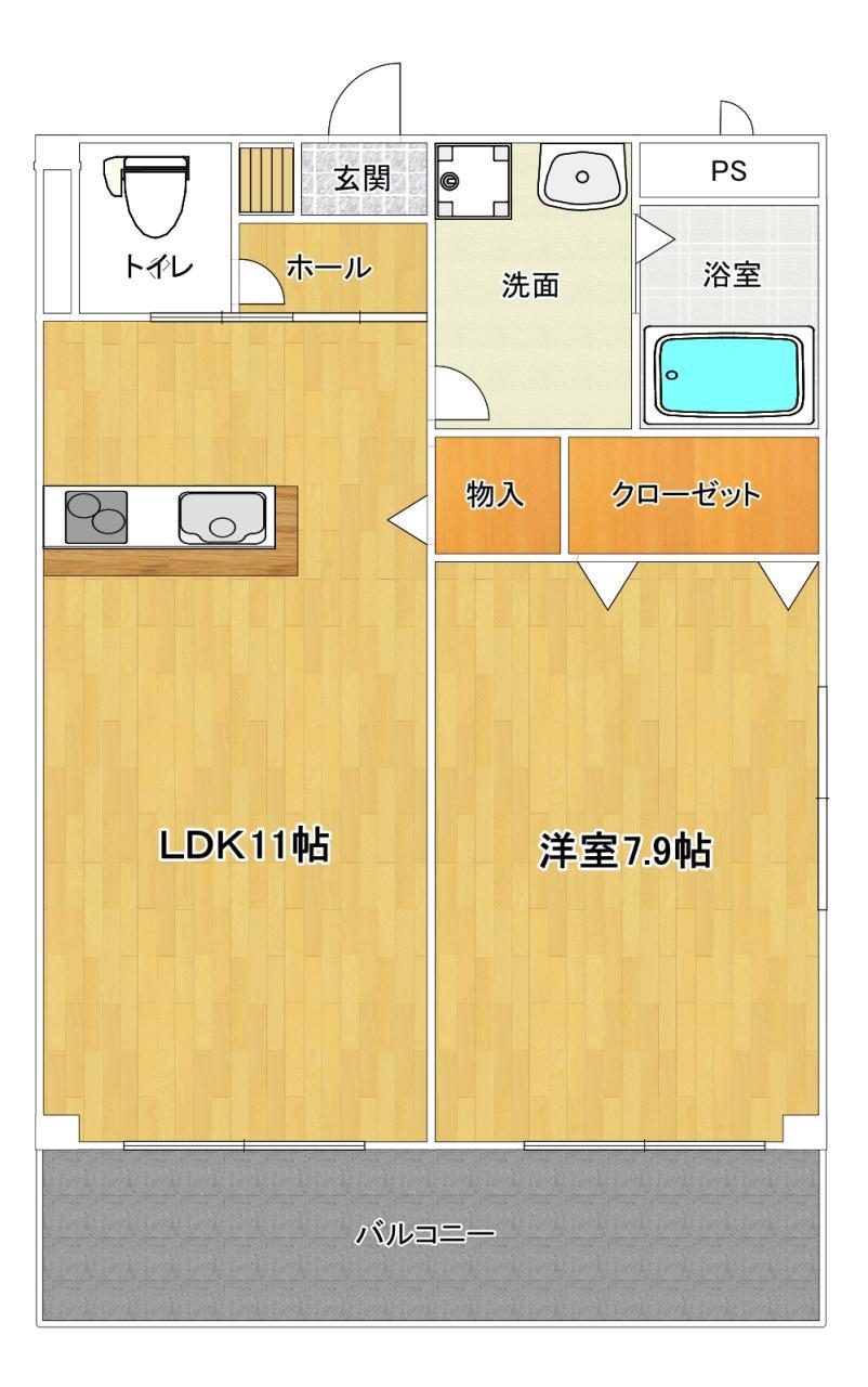 プレミールSYUTO(1LDK/1階)の間取り写真