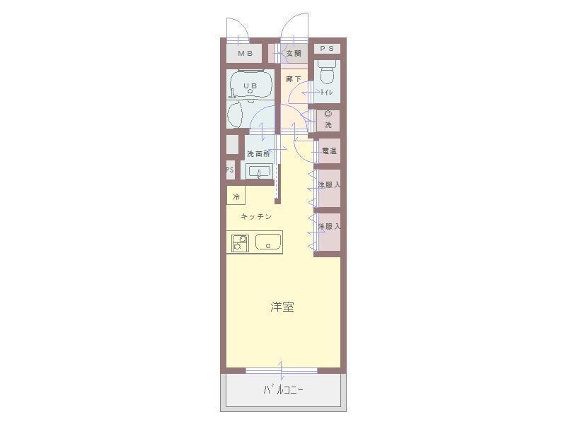 芦屋大桝町アネックス(1K/4階)の間取り写真