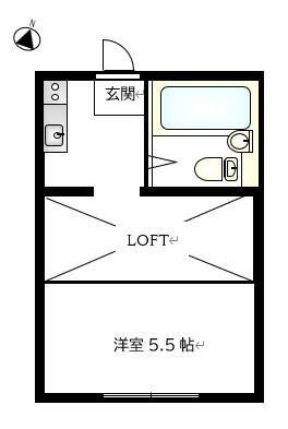 クロノス成田東(ワンルーム/2階)の間取り写真