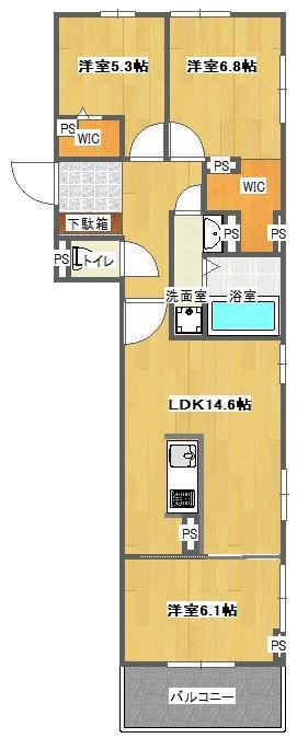プルミエ室見(3LDK/1階)の間取り写真