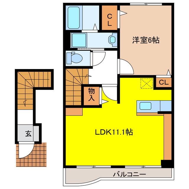 セレスマールII(1LDK/2階)の間取り写真