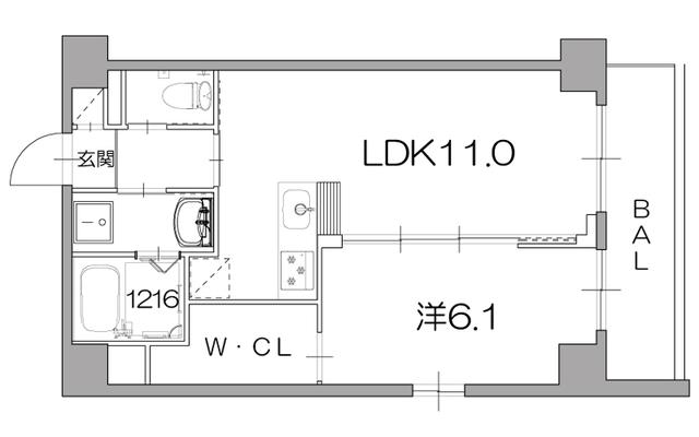 レグルス(1LDK/5階)の間取り写真