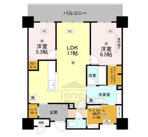 グラントリアノン緑地公園(2SLDK/6階)の間取り写真