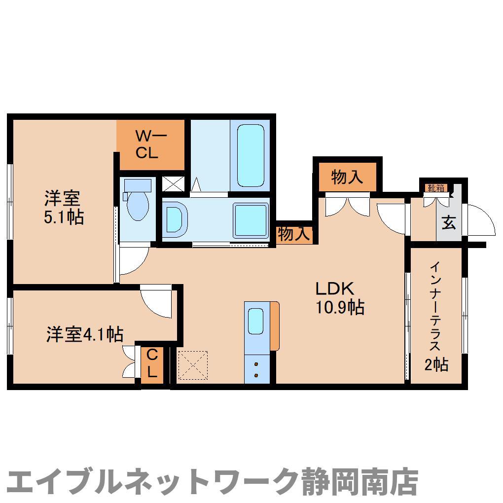 焼津市石津アパート(2LDK/1階)の間取り写真