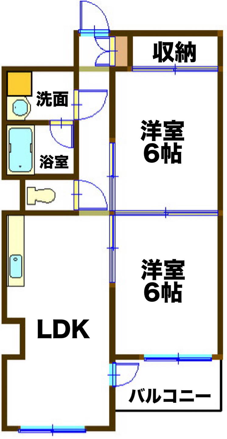 上信コーポ(2LDK/4階)の間取り写真