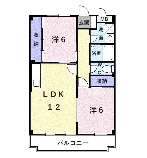 エスポアール PART1(2LDK/1階)の間取り写真