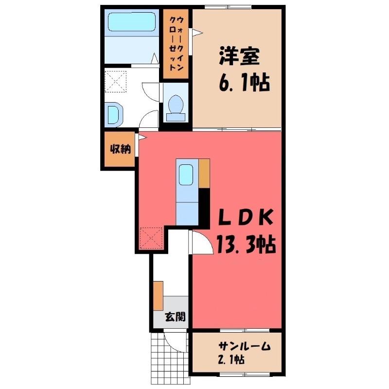モーンガータ A(1LDK/1階)の間取り写真