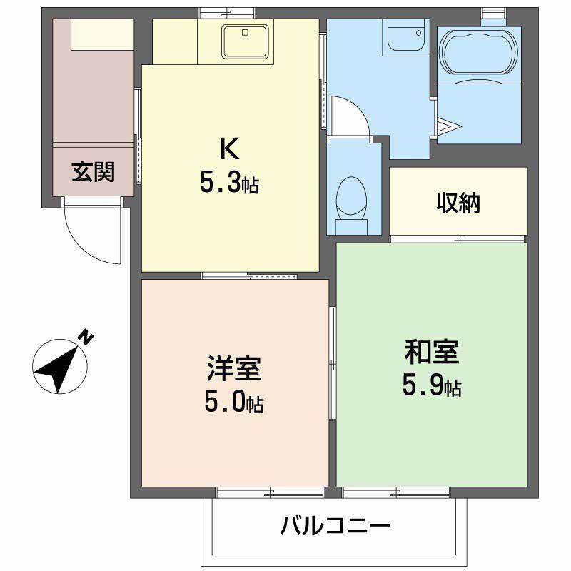 レーヴィンス落合(2K/2階)の間取り写真