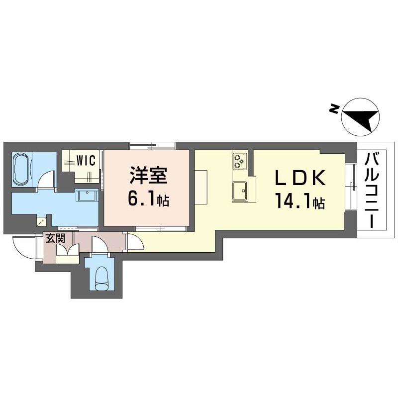 西武多摩川線 多磨駅 徒歩3分 3階建 築1年(1LDK/3階)の間取り写真